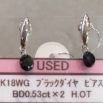 ★K18WG　ブラックダイヤ　ピアス　BD0.53ct×2　18金　ホワイトゴールド★販売中♪　theou(ザオウ)　イオンモール姫路大津店　買取　販売　高価買取★兵庫県★姫路市・たつの市・相生市・赤穂市・太子町